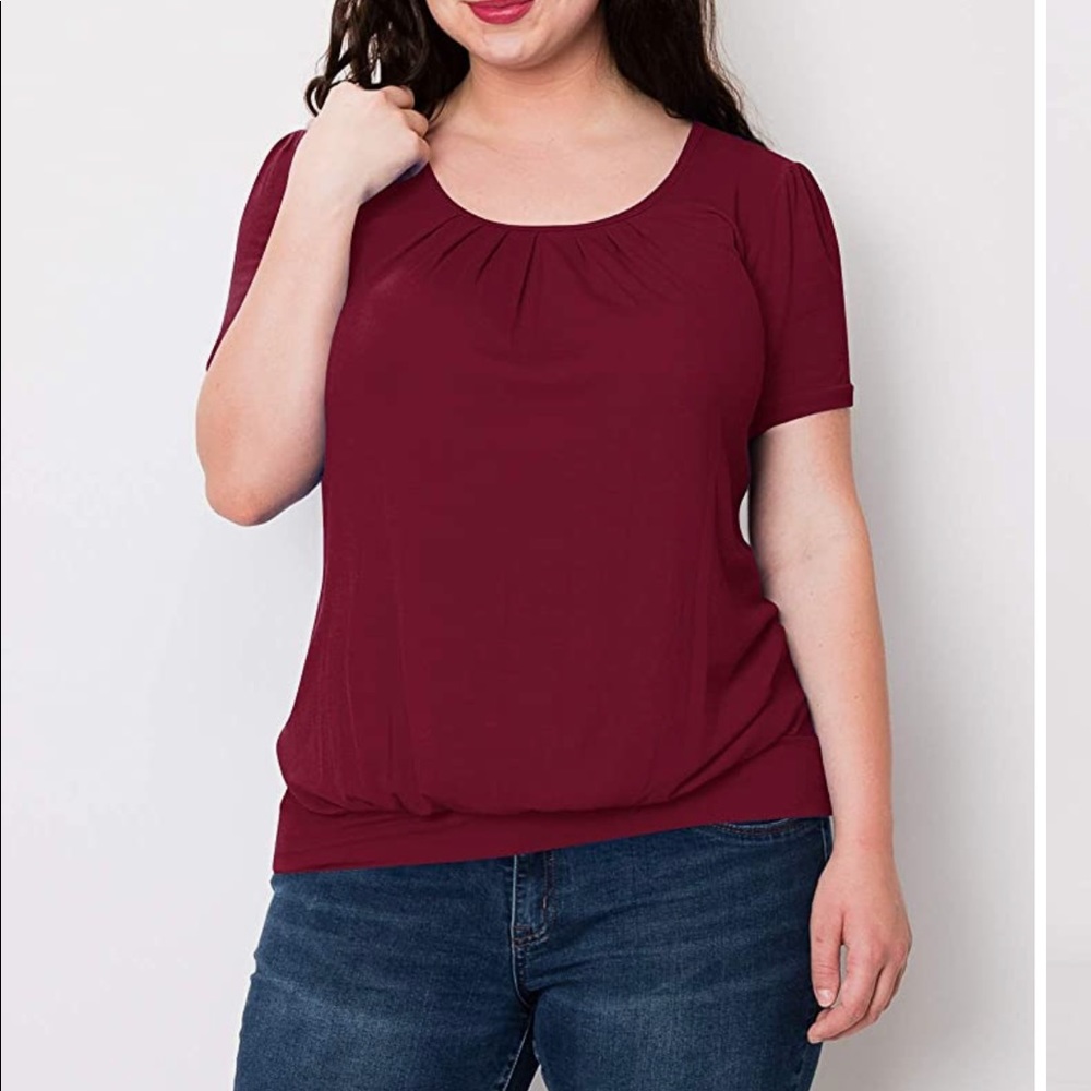 Flowy wine color top.